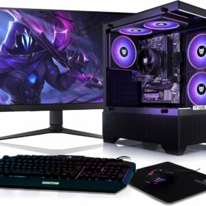 BEASTCOM Q3 | PC Gamer Complet | AMD Ryzen 7 8X 4,60GHz 16 Threads | 16Go RAM | 1To SSD | 4K Vega Graphique | Écran LED 24″ + Clavier + Souris + Tapis de Souris | HDMI | WiFi | Windows 11 Pro